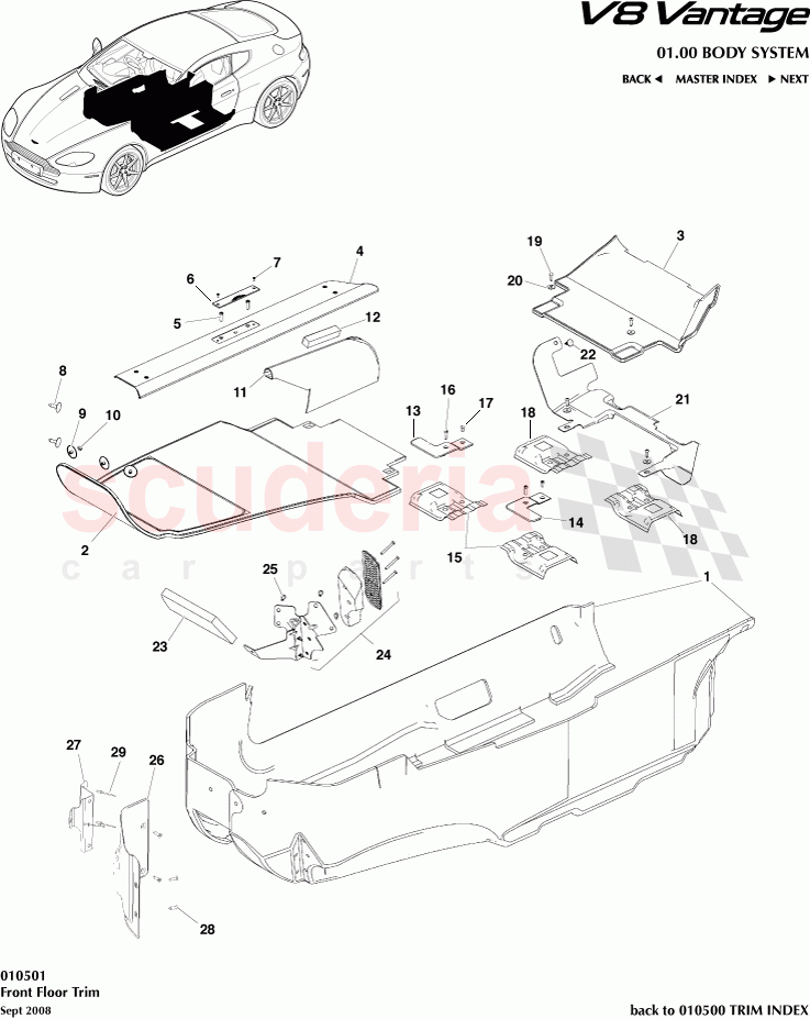 Front Floor Trim of Aston Martin Aston Martin V8 Vantage (upto 2016)