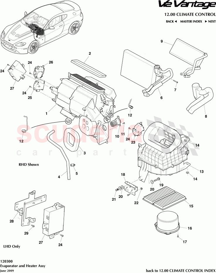 Evaporator and Heater Assembly of Aston Martin Aston Martin V12 Vantage (upto 2016)