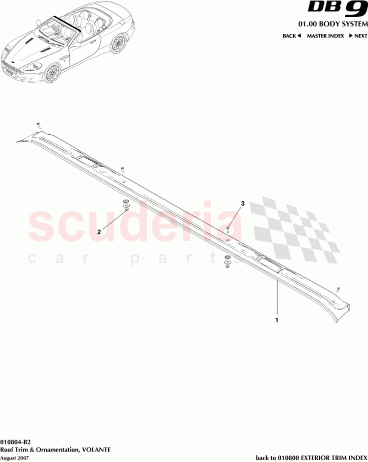 Roof Trim and Ornamentation (Volante) of Aston Martin Aston Martin DB9 (2004-2012)
