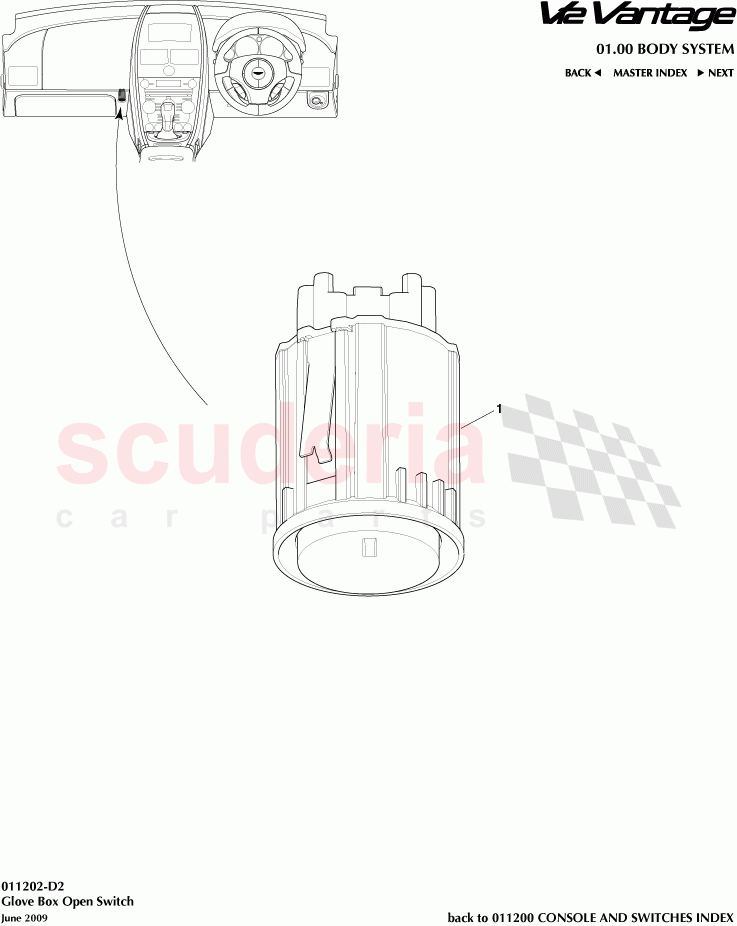 Glove Box Open Switch of Aston Martin Aston Martin V12 Vantage (upto 2016)