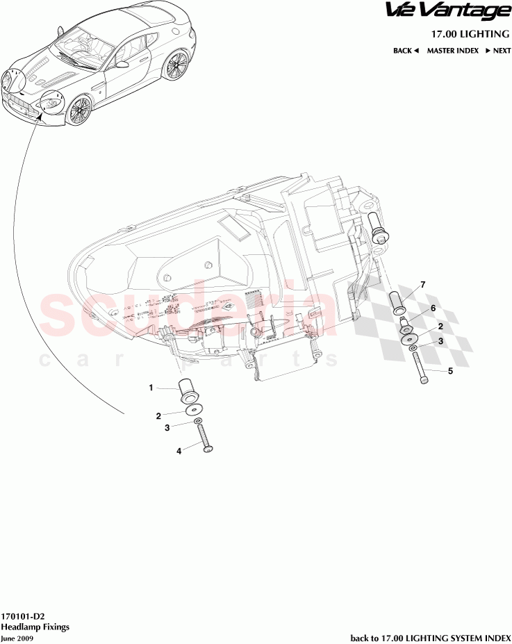 Headlamp Fixings of Aston Martin Aston Martin V12 Vantage (upto 2016)