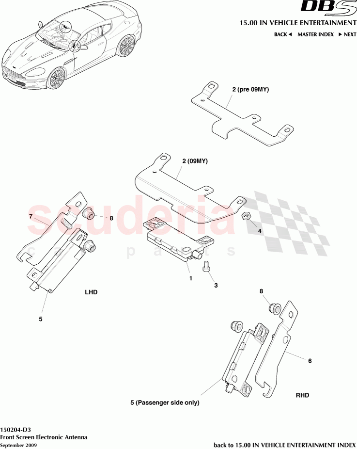 Front Screen Electronic Antenna of Aston Martin Aston Martin DBS V12
