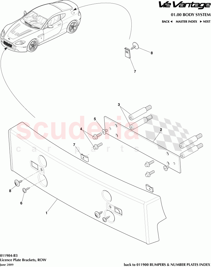 License Plate Brackets of Aston Martin Aston Martin V12 Vantage (upto 2016)