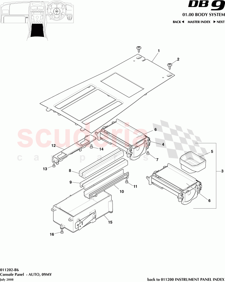 Console Panel (Auto) (2009) of Aston Martin Aston Martin DB9 (2004-2012)