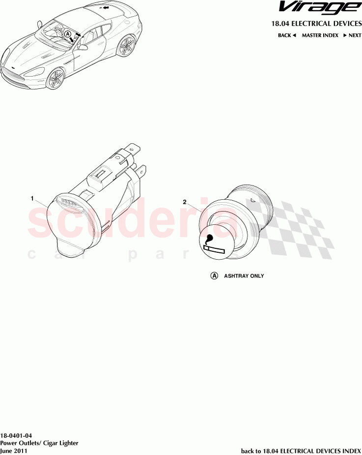Power Outlets / Cigar Lighter of Aston Martin Aston Martin Virage