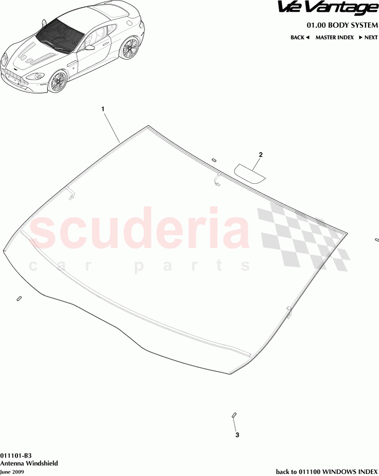 Antenna Windshield of Aston Martin Aston Martin V12 Vantage (upto 2016)