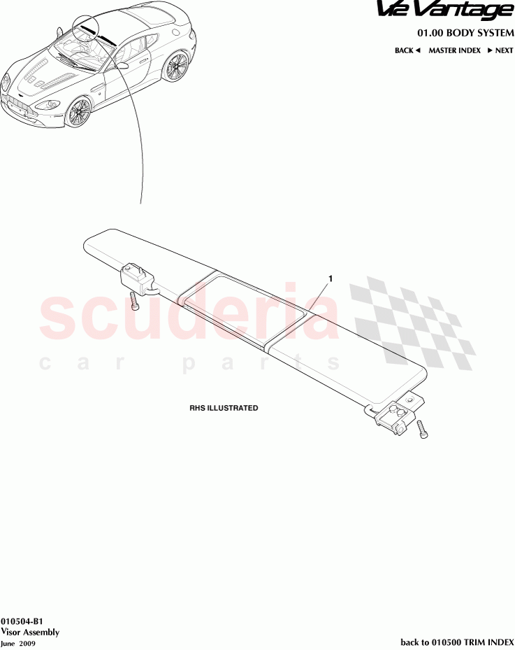 Visor Assembly of Aston Martin Aston Martin V12 Vantage (upto 2016)
