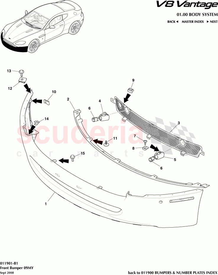Front Bumper (2009) of Aston Martin Aston Martin V8 Vantage (upto 2016)