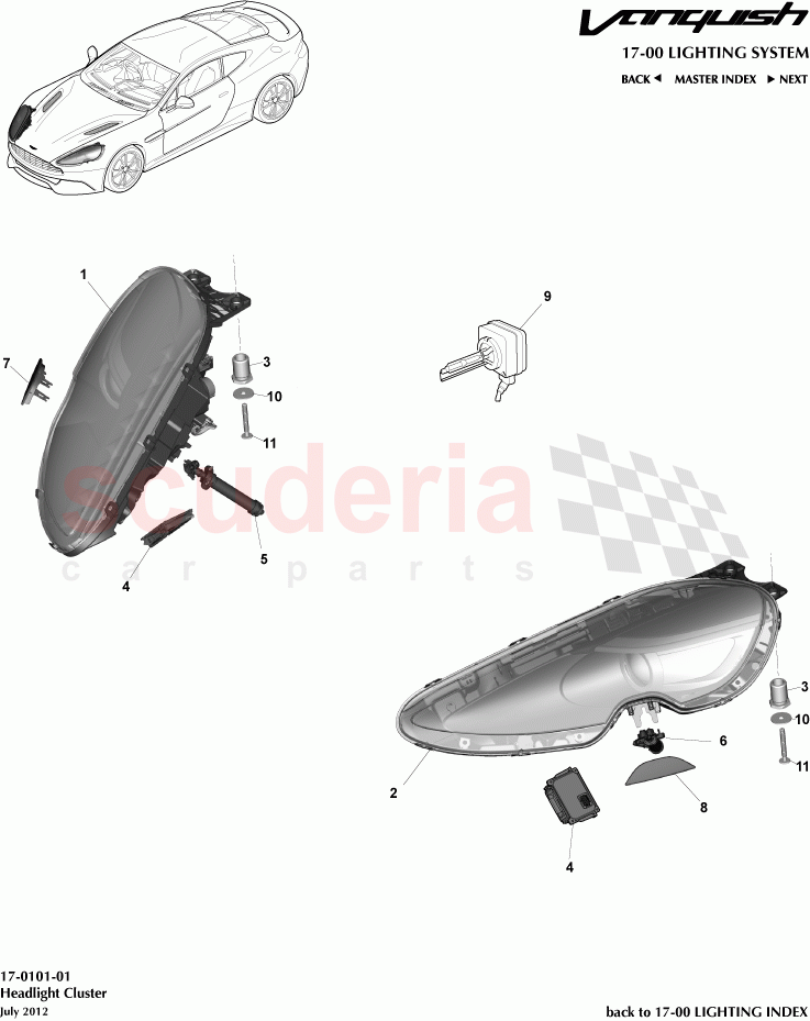 Headlight Cluster of Aston Martin Aston Martin Vanquish (2012+)