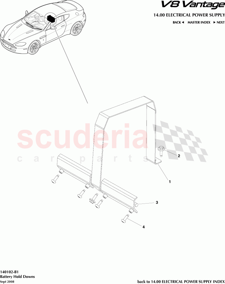 Battery Hold Downs of Aston Martin Aston Martin V8 Vantage (upto 2016)