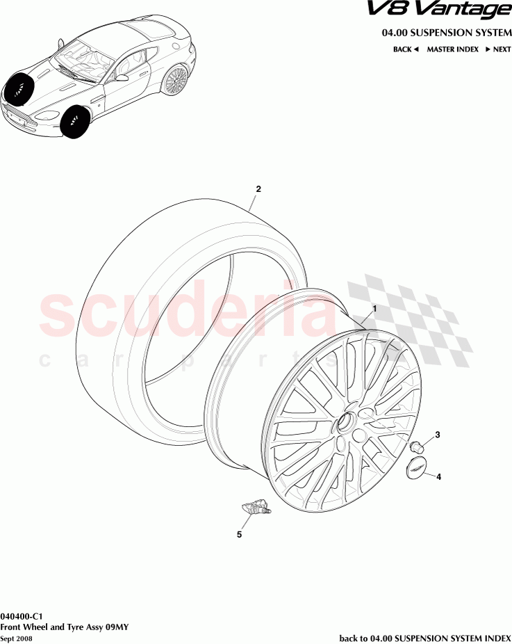 Front Wheel and Tyre Assembly (2009) of Aston Martin Aston Martin V8 Vantage (upto 2016)