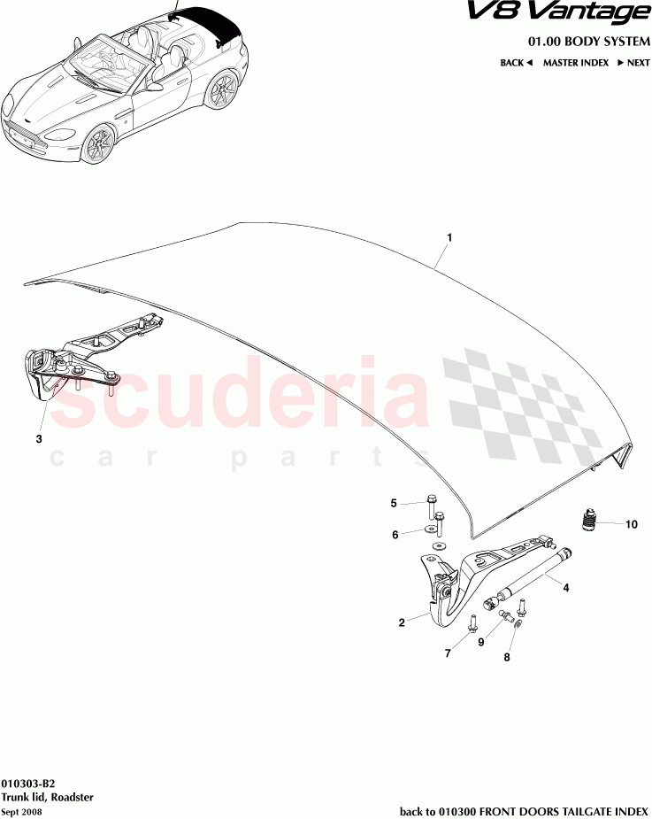 Trunk lid (Roadster) of Aston Martin Aston Martin V8 Vantage (upto 2016)