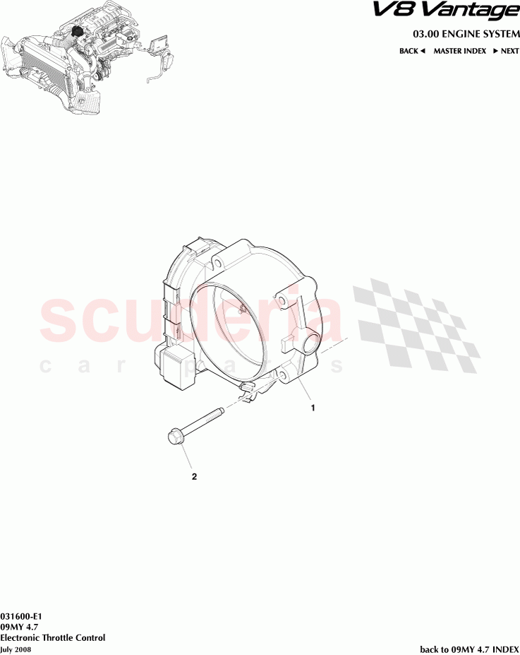 Electronic Throttle Control of Aston Martin Aston Martin V8 Vantage (upto 2016)