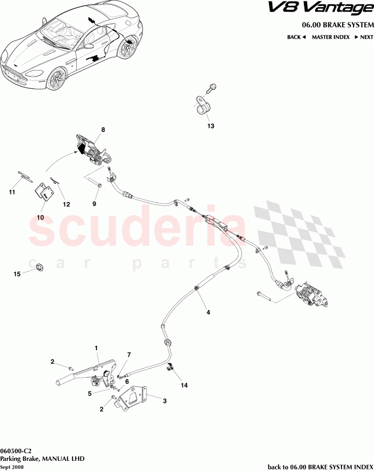 Parking Brake (Manual) (LHD) of Aston Martin Aston Martin V8 Vantage (upto 2016)