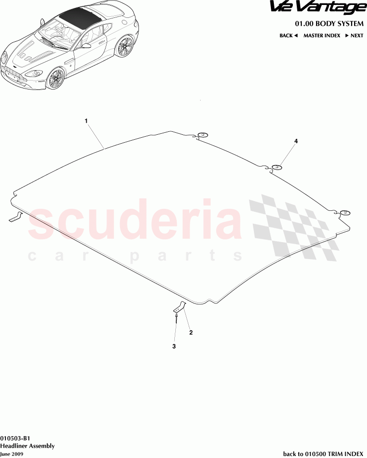 Headliner Assembly of Aston Martin Aston Martin V12 Vantage (upto 2016)