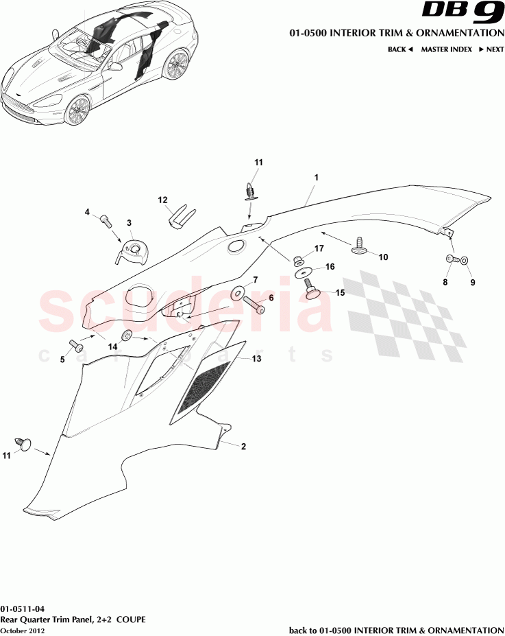 Rear Quarter Trim Panel, 2+2 COUPE of Aston Martin Aston Martin DB9 (2013-2016)