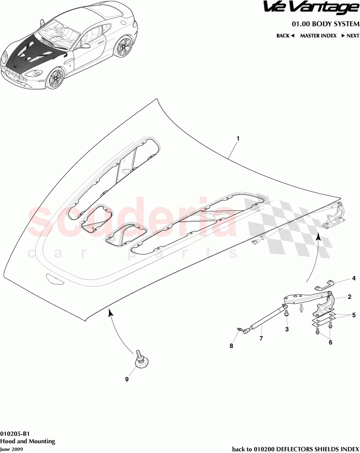 Hood and Mounting of Aston Martin Aston Martin V12 Vantage (upto 2016)