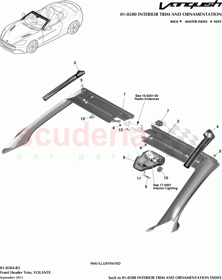 Front Header Trim, VOLANTE of Aston Martin Aston Martin Vanquish (2012+)