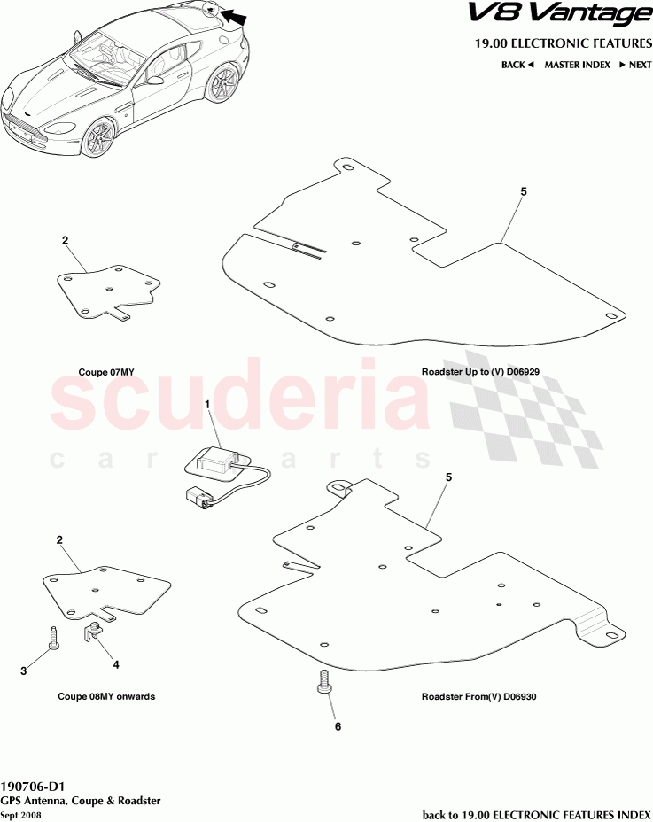 GPS Antenna (Coupe and Roadster) of Aston Martin Aston Martin V8 Vantage (upto 2016)