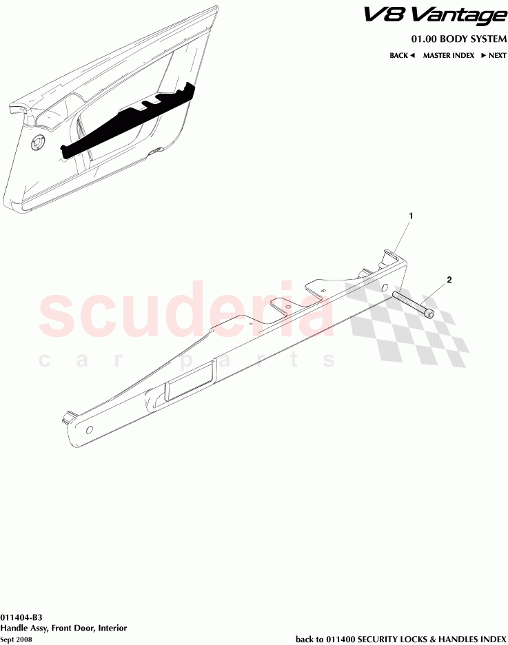 Handle Assembly, Front Door, Interior of Aston Martin Aston Martin V8 Vantage (upto 2016)