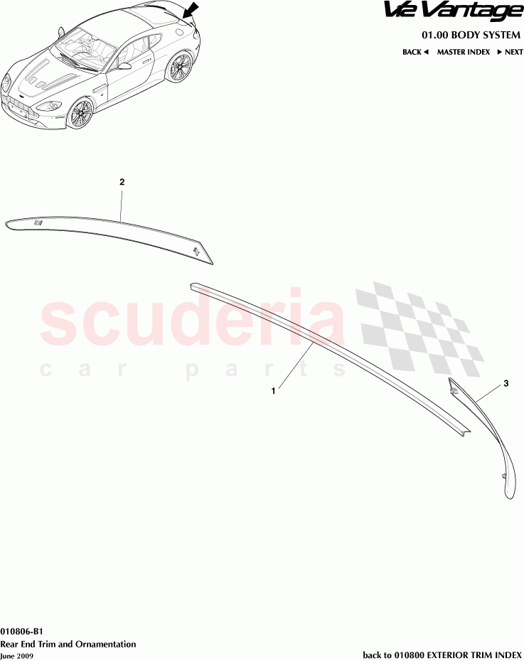 Rear End Trim and Ornamentation of Aston Martin Aston Martin V12 Vantage (upto 2016)