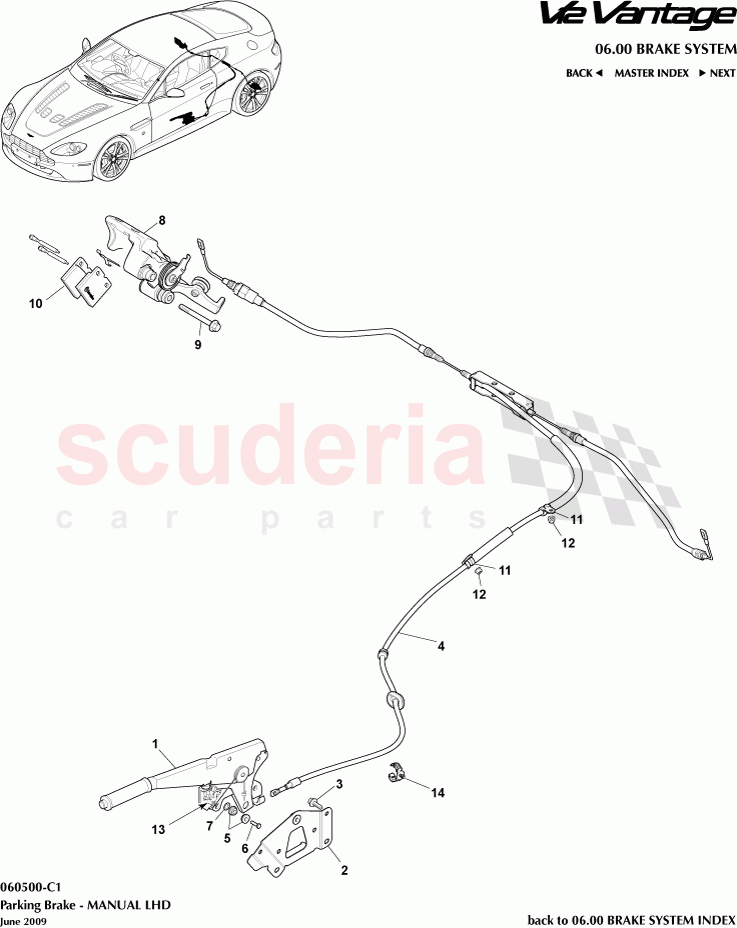 Parking Brake (Manual) (LHD) of Aston Martin Aston Martin V12 Vantage (upto 2016)