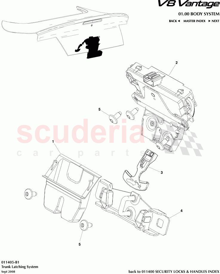 Trunk Latching System of Aston Martin Aston Martin V8 Vantage (upto 2016)
