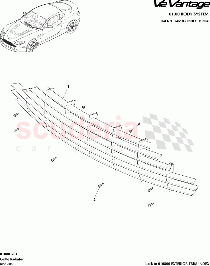 Grille Radiator of Aston Martin Aston Martin V12 Vantage (upto 2016)