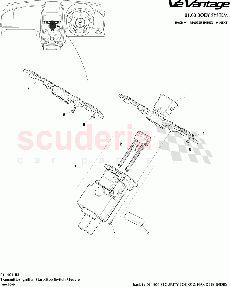 Transmitter Ignition Start / Stop Switch Module of Aston Martin Aston Martin V12 Vantage (upto 2016)