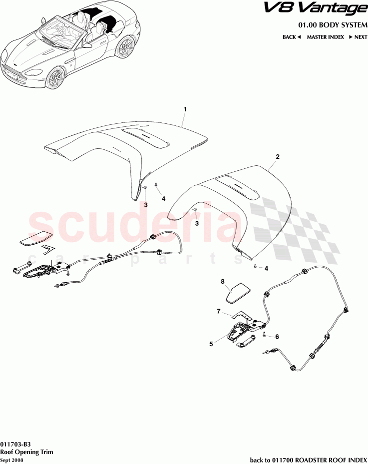 Roof Opening Trim of Aston Martin Aston Martin V8 Vantage (upto 2016)