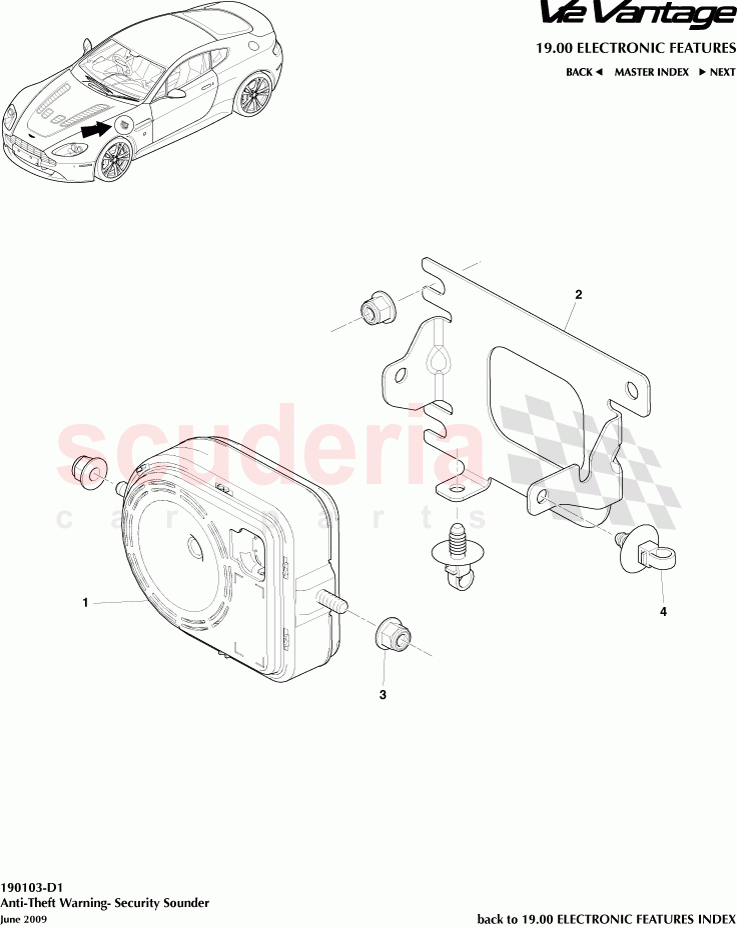 Anti-Theft Warning (Security Sounder) of Aston Martin Aston Martin V12 Vantage (upto 2016)