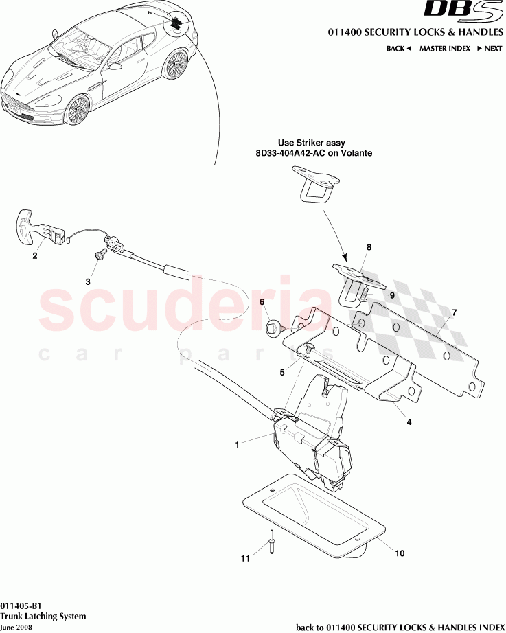 Trunk Latching System parts for Aston Martin DBS V12