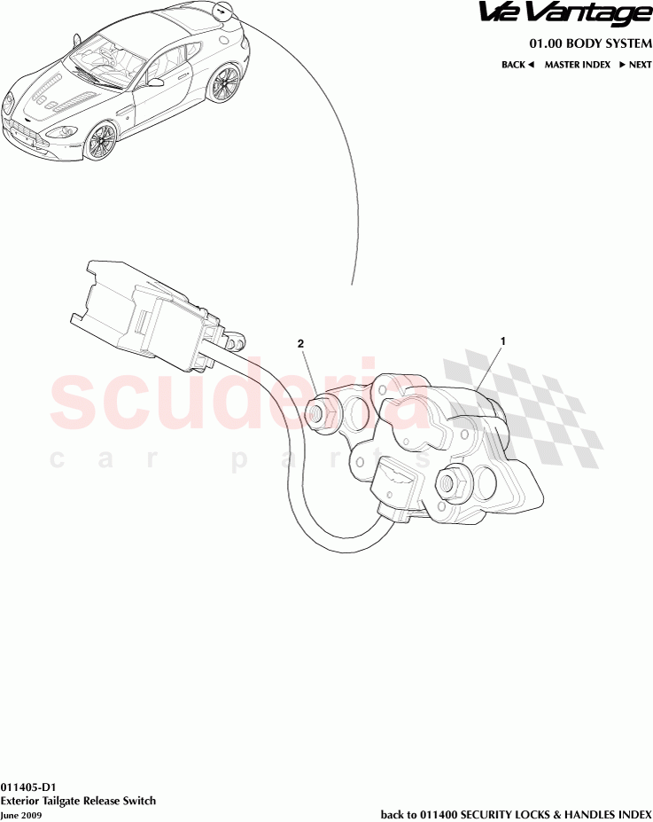 Exterior Tailgate Release Switch of Aston Martin Aston Martin V12 Vantage (upto 2016)