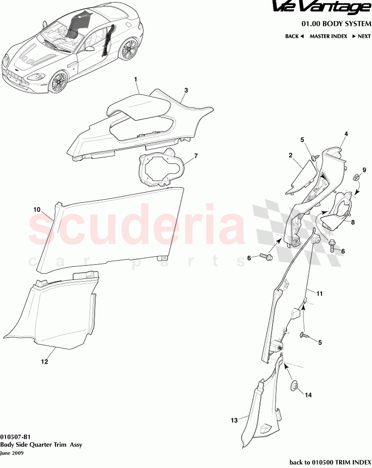 Body Side Quarter Trim Assembly of Aston Martin Aston Martin V12 Vantage (upto 2016)
