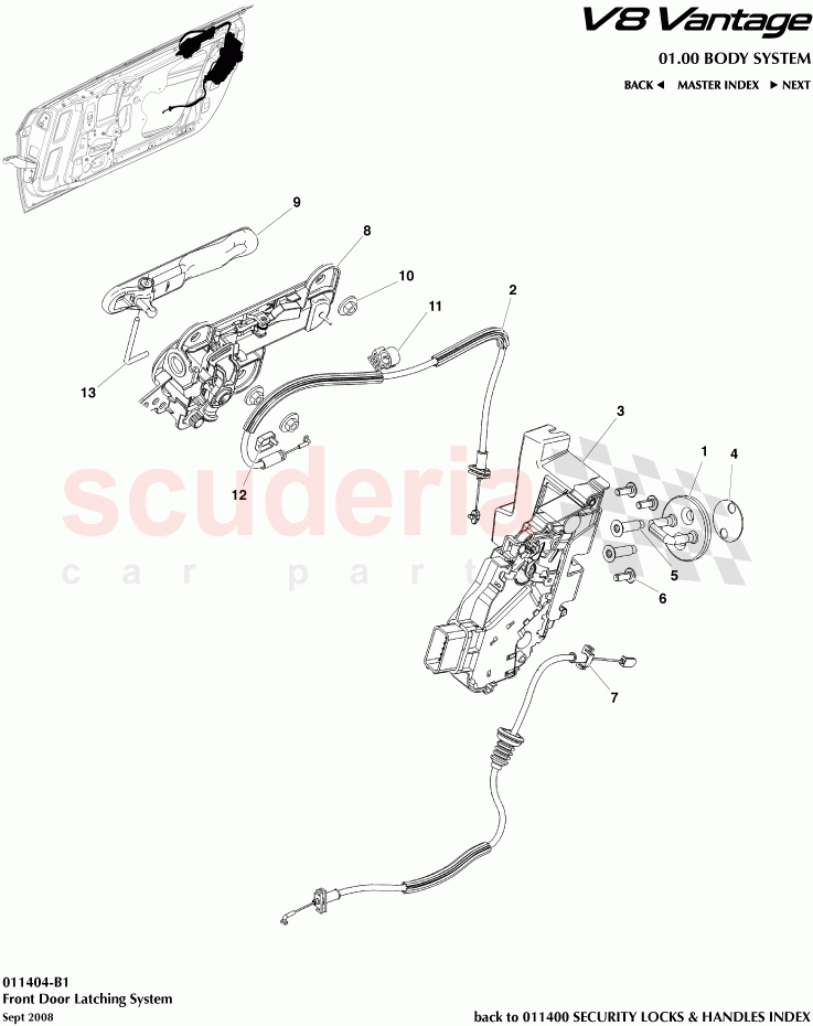 Front Door Latching System of Aston Martin Aston Martin V8 Vantage (upto 2016)