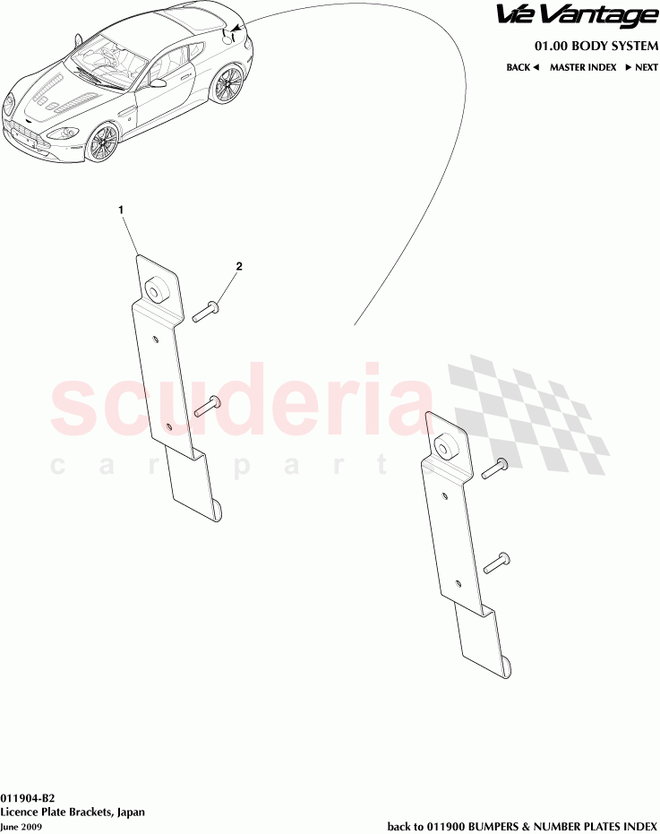 License Plate Brackets, Japan of Aston Martin Aston Martin V12 Vantage (upto 2016)