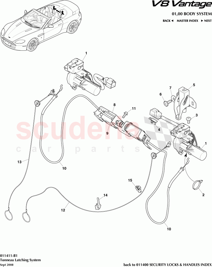 Tonneau Latching System of Aston Martin Aston Martin V8 Vantage (upto 2016)