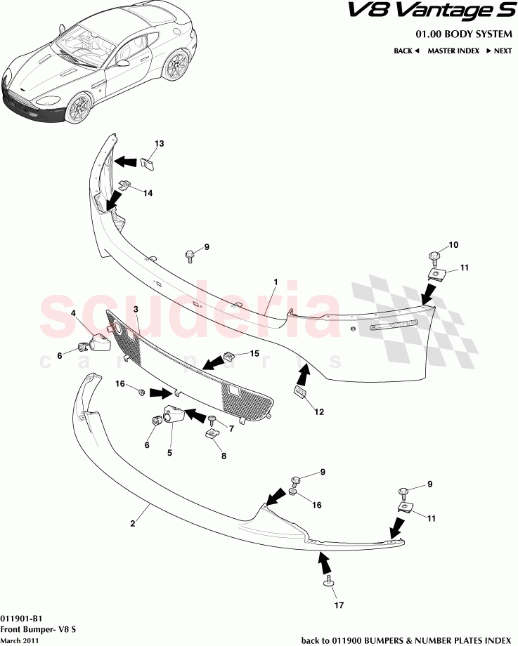 Front Bumper - (V8S) of Aston Martin Aston Martin V8 Vantage (upto 2016)