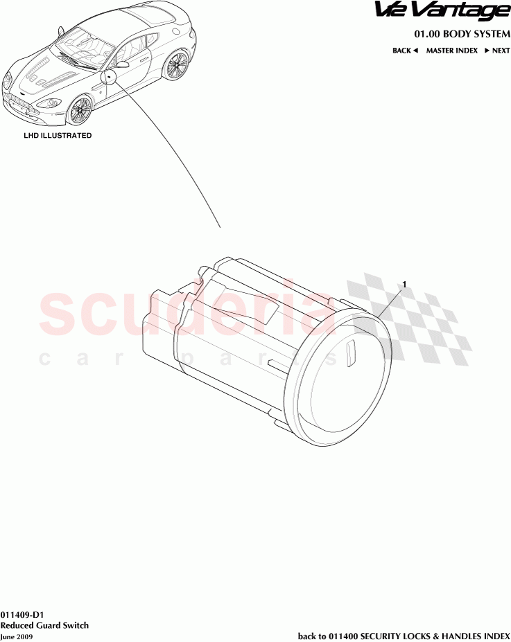 Reduced Guard Switch of Aston Martin Aston Martin V12 Vantage (upto 2016)