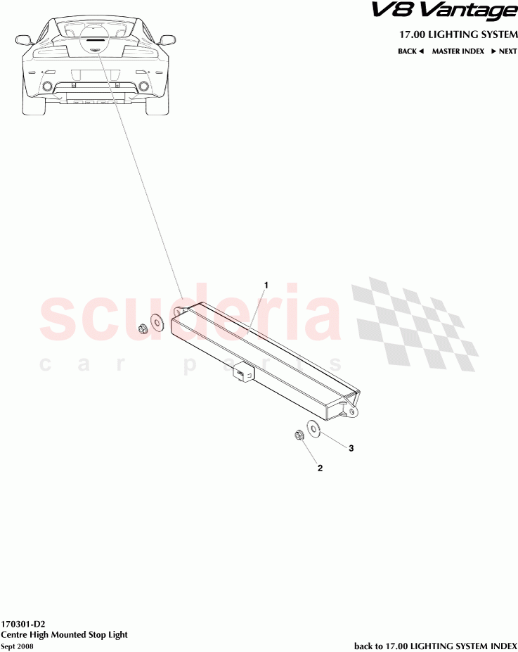 Centre High Mounted Stop Light of Aston Martin Aston Martin V8 Vantage (upto 2016)