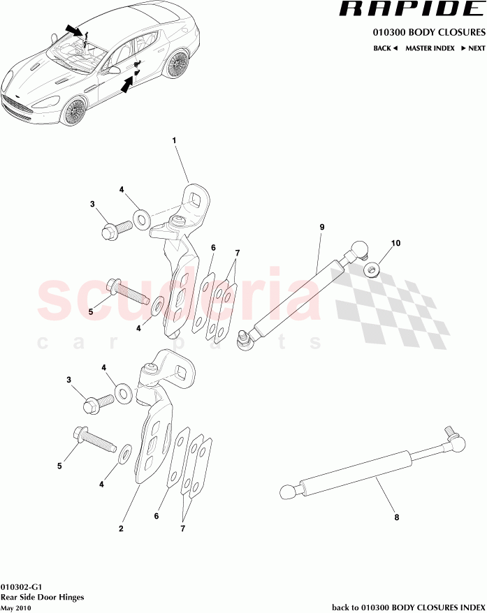 Rear Side Door Hinges of Aston Martin Aston Martin Rapide