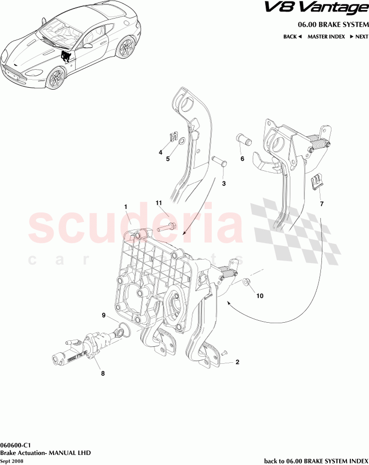 Brake Actuation (Manual) (LHD) of Aston Martin Aston Martin V8 Vantage (upto 2016)