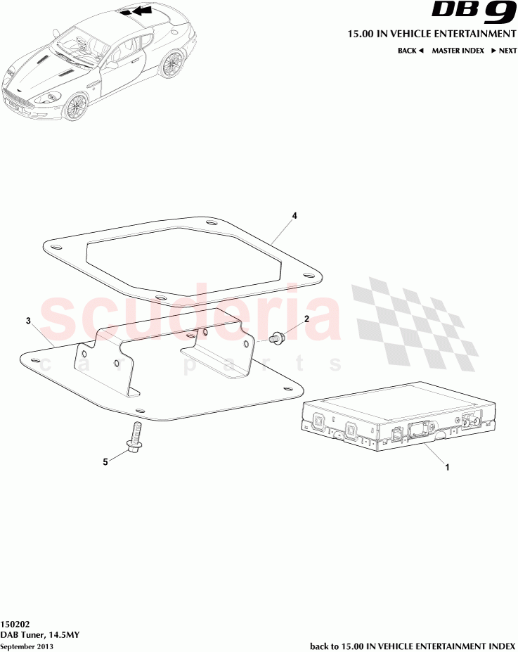 DAB Tuner, 14, 5MY of Aston Martin Aston Martin DB9 (2013-2016)