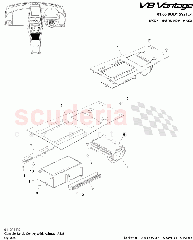 Console Panel, Centre, Mid, Ashtray - ASM of Aston Martin Aston Martin V8 Vantage (upto 2016)