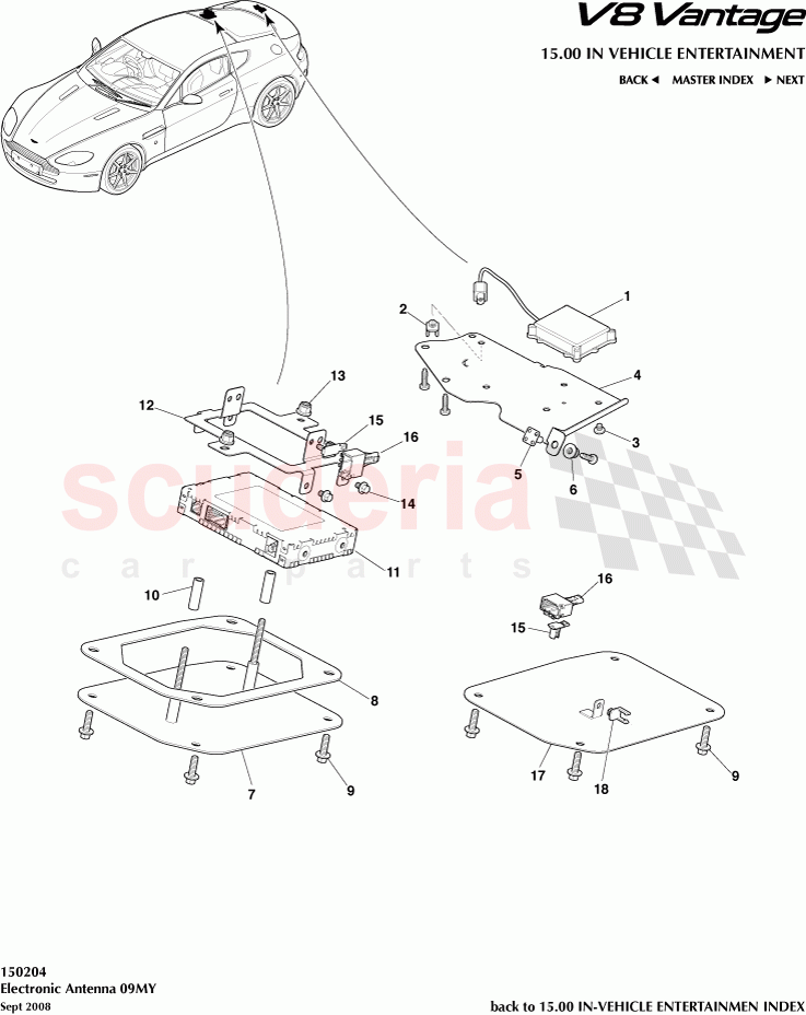Electronic Antenna (2009) of Aston Martin Aston Martin V8 Vantage (upto 2016)