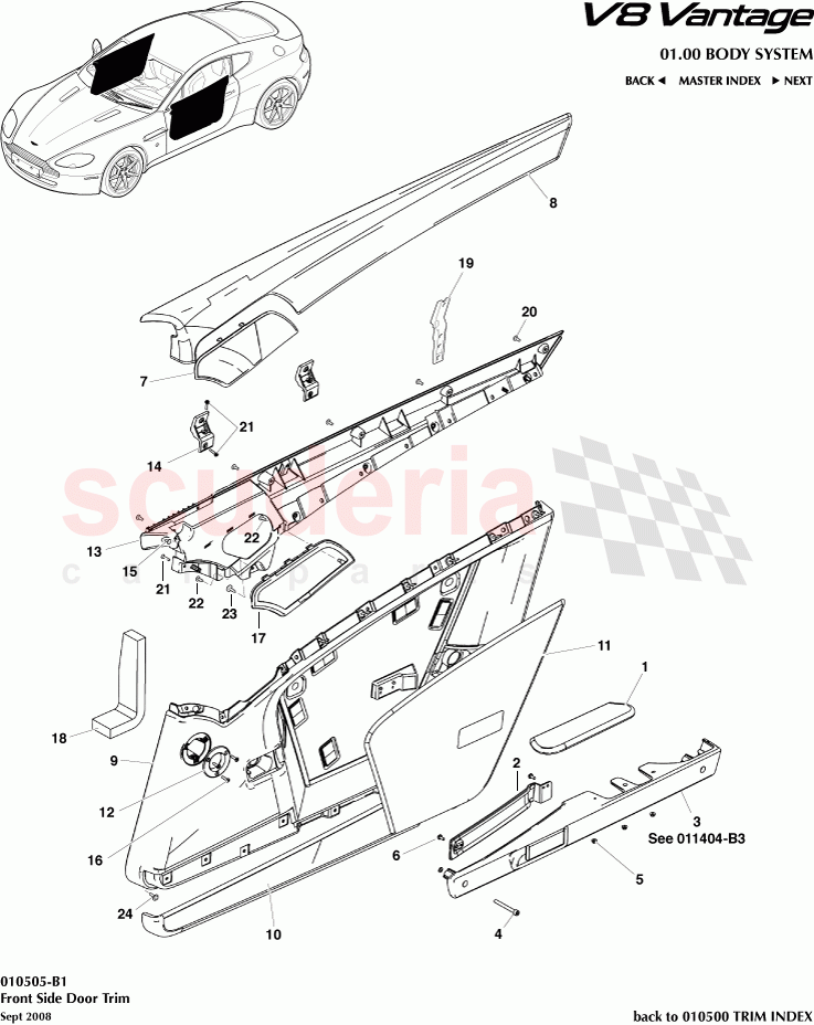 Front Side Door Trim of Aston Martin Aston Martin V8 Vantage (upto 2016)