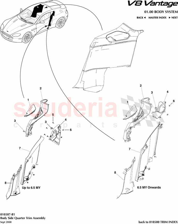 Body Side Quarter Trim Assembly of Aston Martin Aston Martin V8 Vantage (upto 2016)