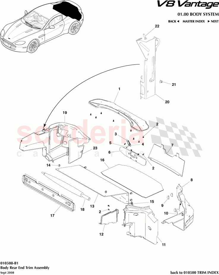 Body Rear End Trim Assembly parts for Aston Martin V8 Vantage