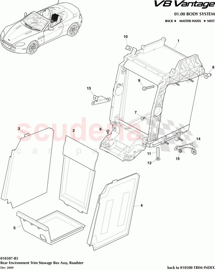 Rear Environment Trim Stowage Box Assembly (Roadster) of Aston Martin Aston Martin V8 Vantage (upto 2016)
