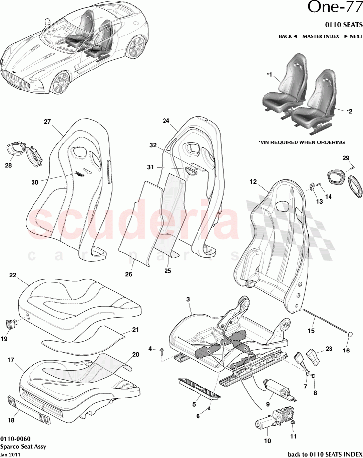 Sparco Seat Assembly of Aston Martin Aston Martin One-77